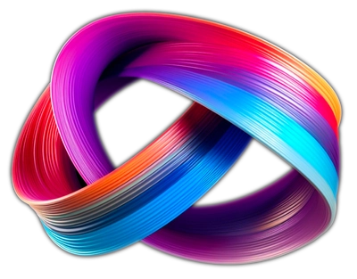 A 3D rainbow abstract generated graphic of a ribbon helix